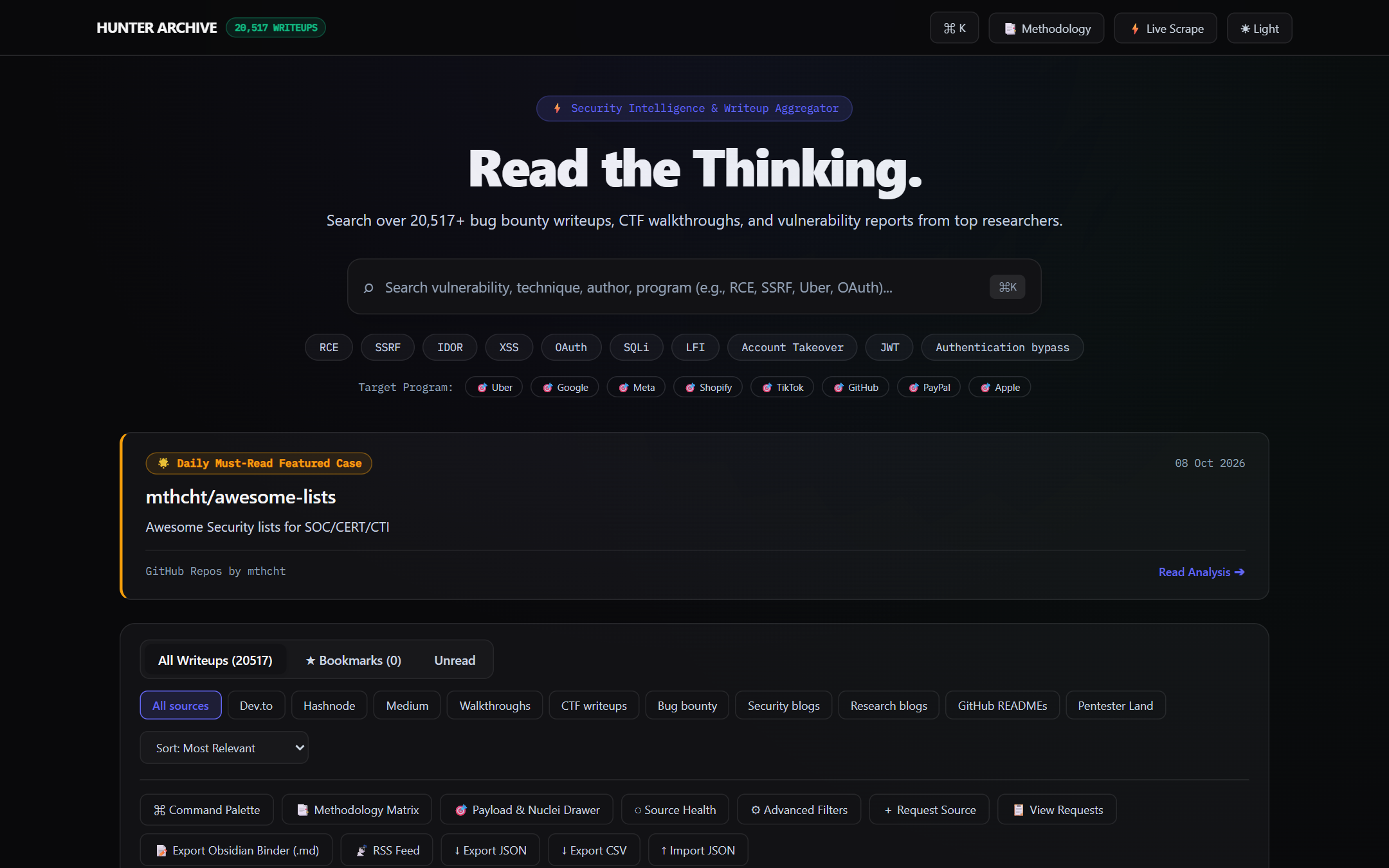 Hunter Archive real-time live preview
