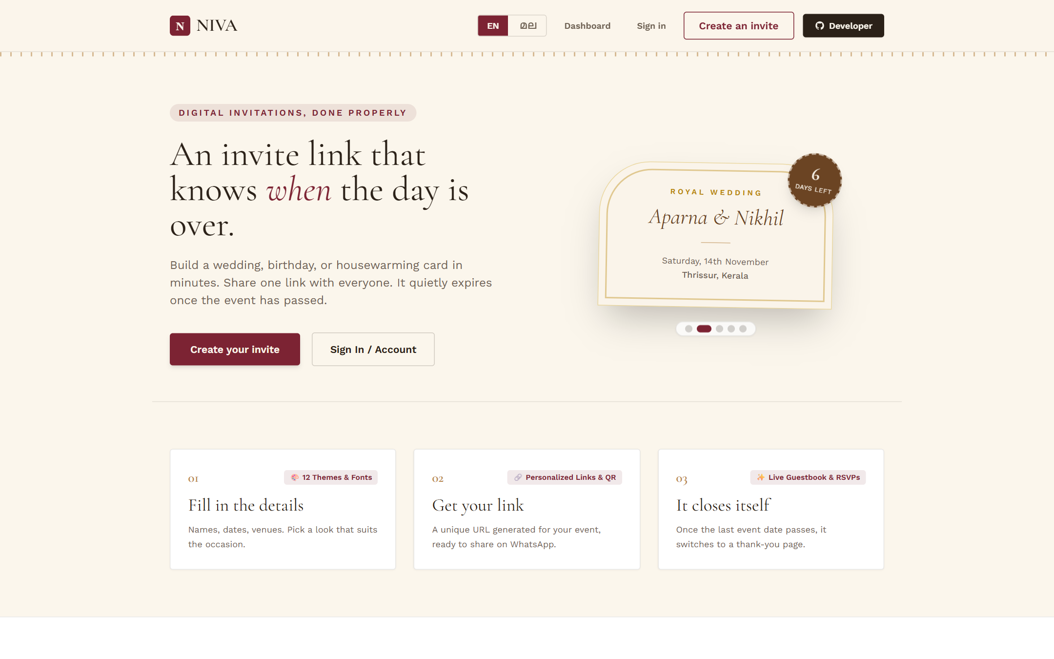 NIVA Invitations real-time live preview